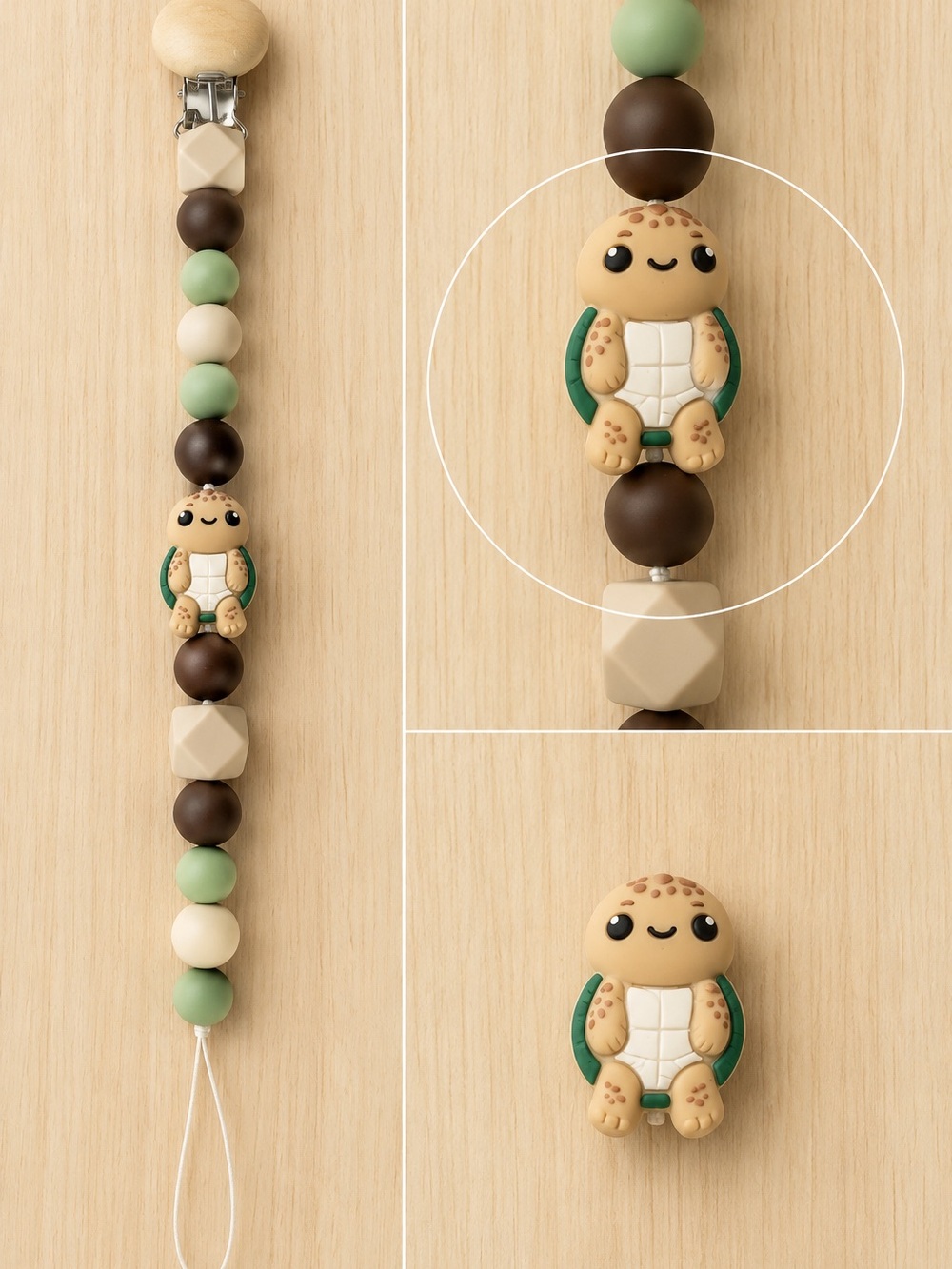 Turtle Beaded Pacifier Clip